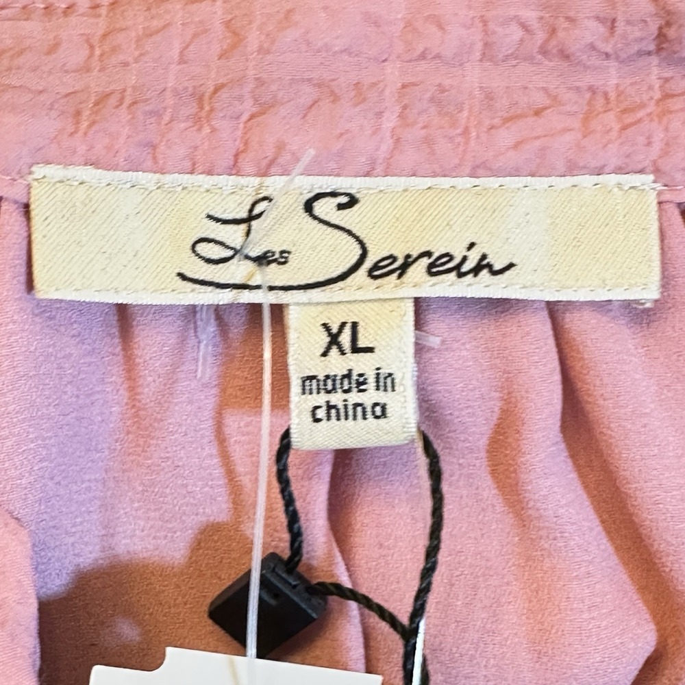 Les Serein Pink Ruffle Sleeve Blouse Women's XL V-Neck Flutter Top New with Tags - Picture 9 of 12